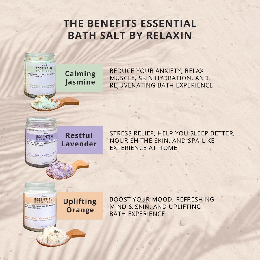 RELAXIN Restful Lavender Bath Salt Essential Oil 250g | Home Made Foot Body Relaxing Aromaterapi Aromaterapy Rejuve RevitalizingRelaksasi Epsom Teurapetic Garam Mandi Untuk Badan dan Kaki