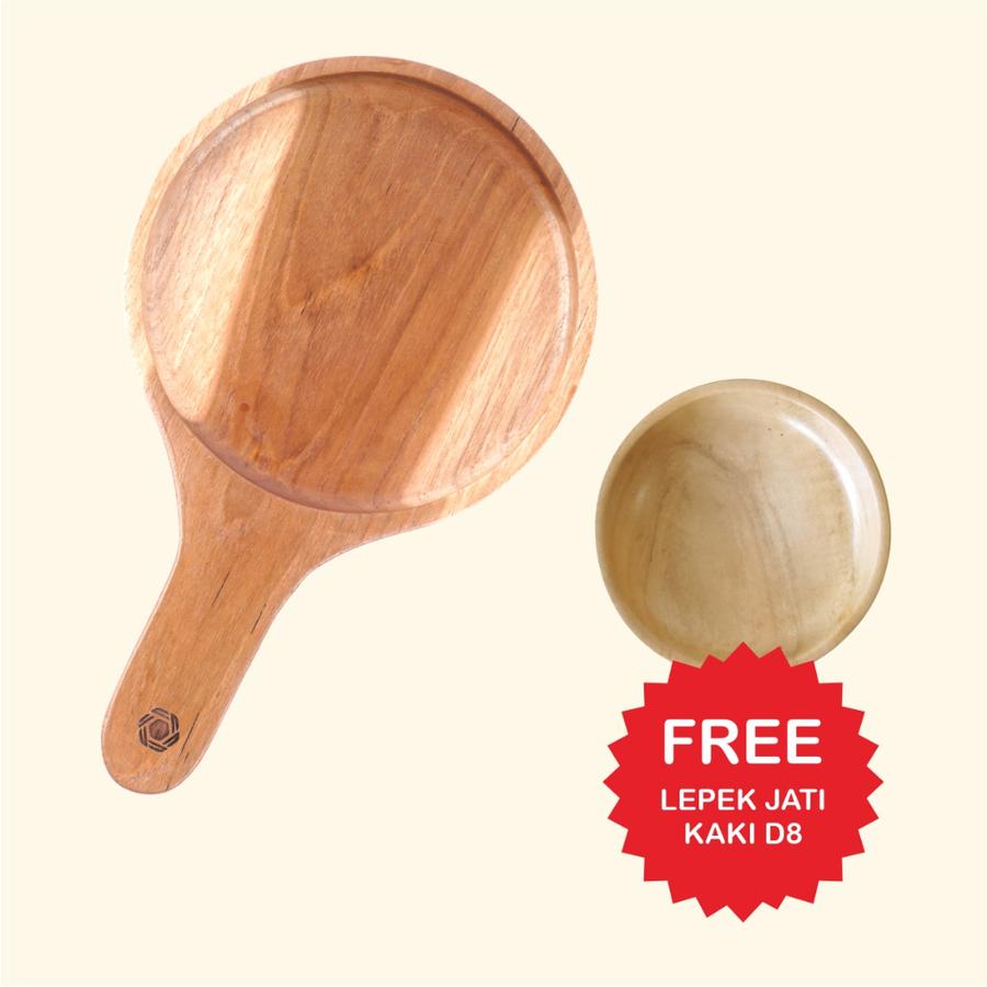 Dekayu Pan Pizza Kayu Jati + Free Lepek D8 Alat