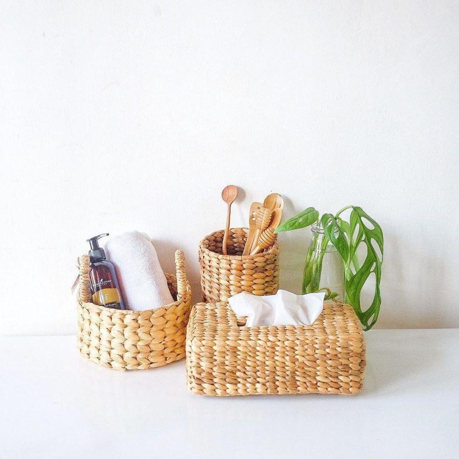 Eceng Anyam Kotak Tissue Dekayu | Tissue Box | Kotak Tempat Tisu