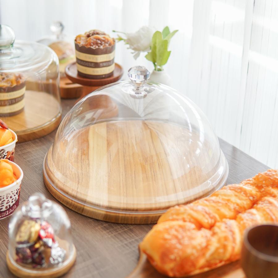 Cake Stand Kayu Jati + Acrilic / Piring Saji Kue/ Cake Stand
