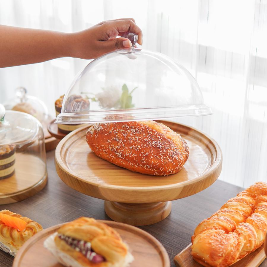 Cake Stand Kayu Jati + Acrilic / Piring Saji Kue/ Cake Stand