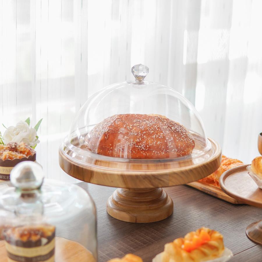 Cake Stand Kayu Jati + Acrilic / Piring Saji Kue/ Cake Stand