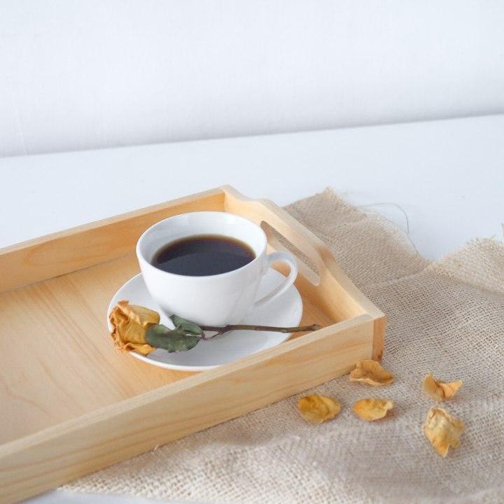 Nampan Kayu Pinus Handle Dekayu | Wooden Tray Natural | Baki Kayu