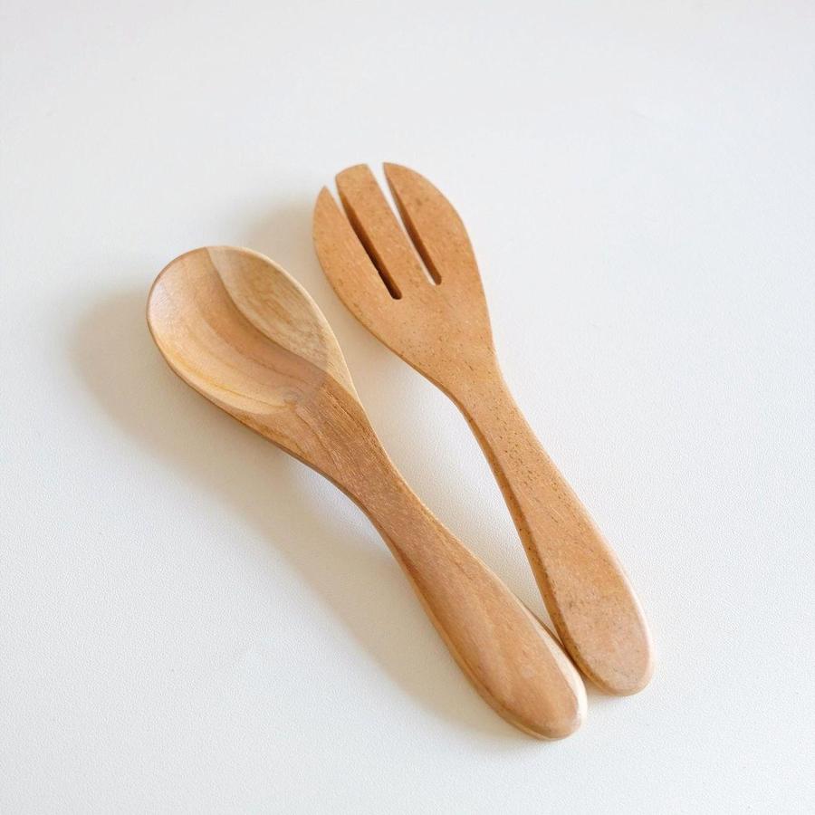 Dekayu Sendok Garpu Makan Kayu Jati P16 | Wooden Spoon | Food Grade