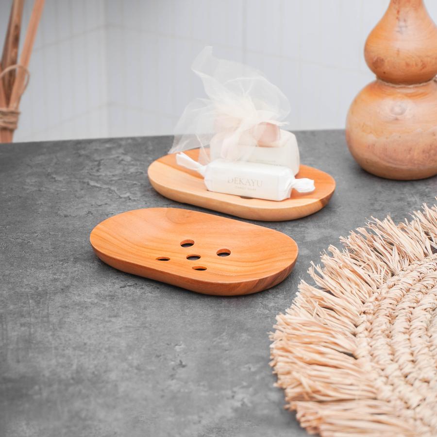 Dekayu Tray Jati Soap Oval Lubang / Nampan Kayu Jati