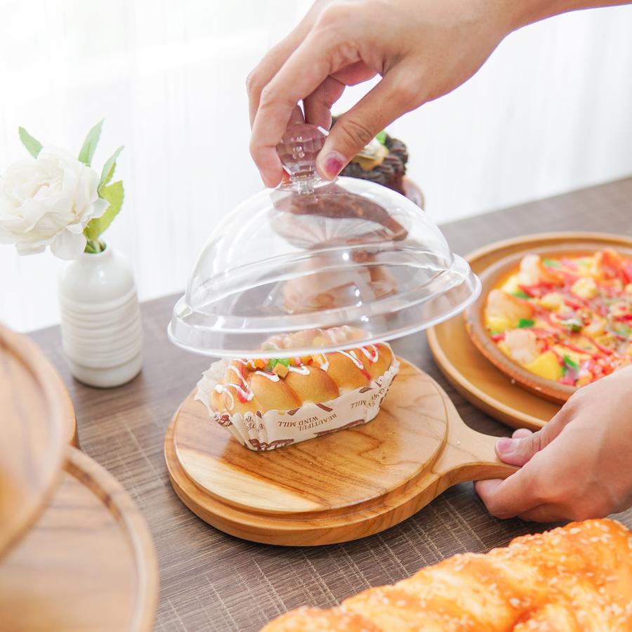 Piring Saji Kayu Jati + Acrilic | Piring Saji Kue | Cake Stand | Tempat Display Kue