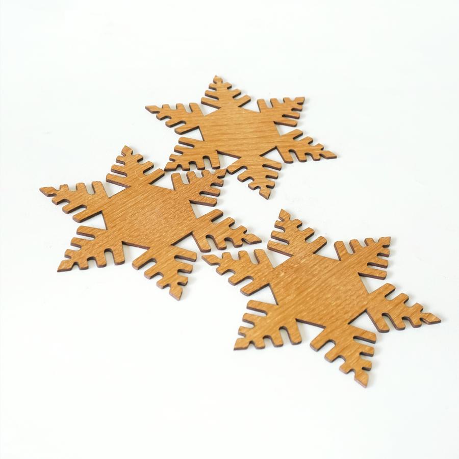 Dekayu Coaster Kayu Snowflake / Tatakan Gelas / Dekorasi Natal