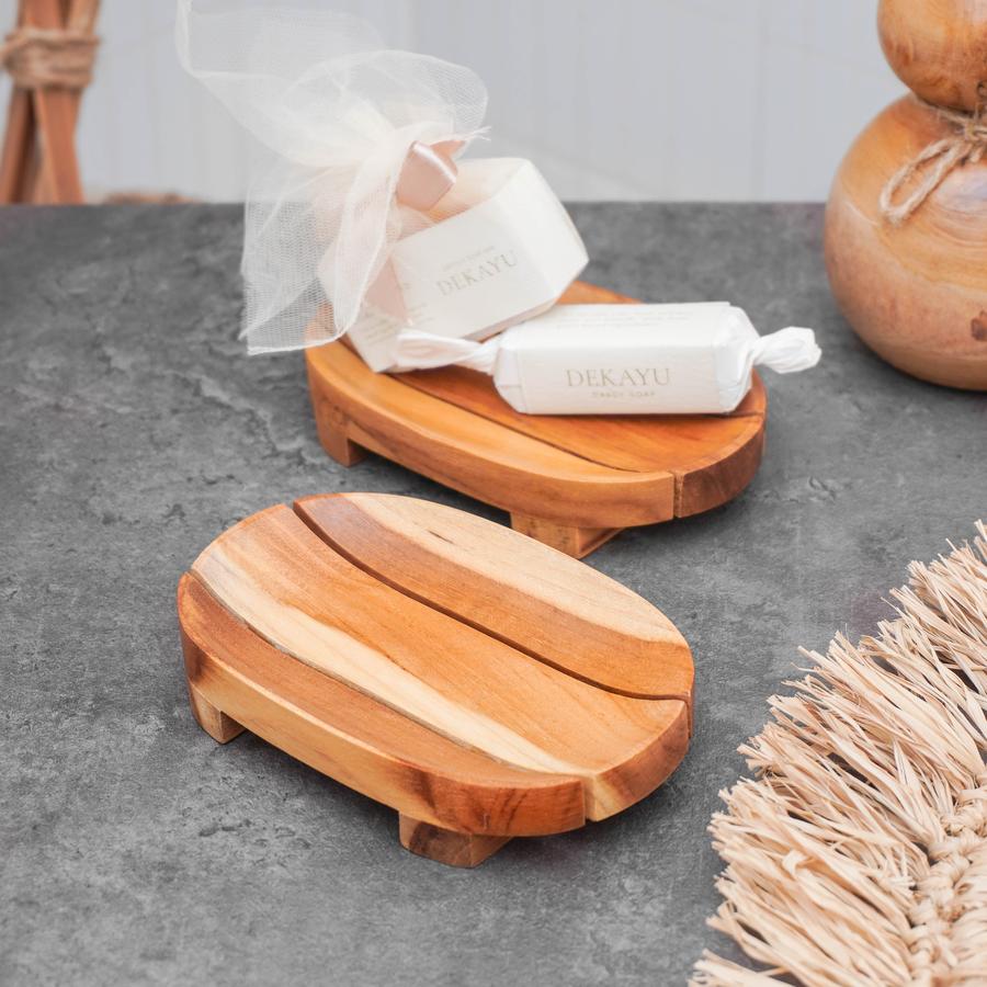 Dekayu Tray Jati Soap Oval Kaki / Nampan Kayu Jati