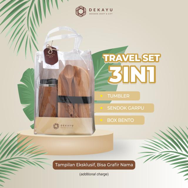 Travel Set Dekayu | Peralatan Makan Kayu | Lunch Box Set | Gift | Kado