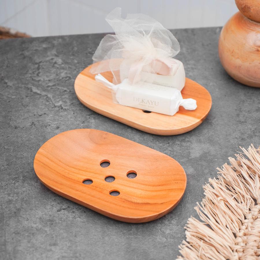 Dekayu Tray Jati Soap Oval Lubang / Nampan Kayu Jati