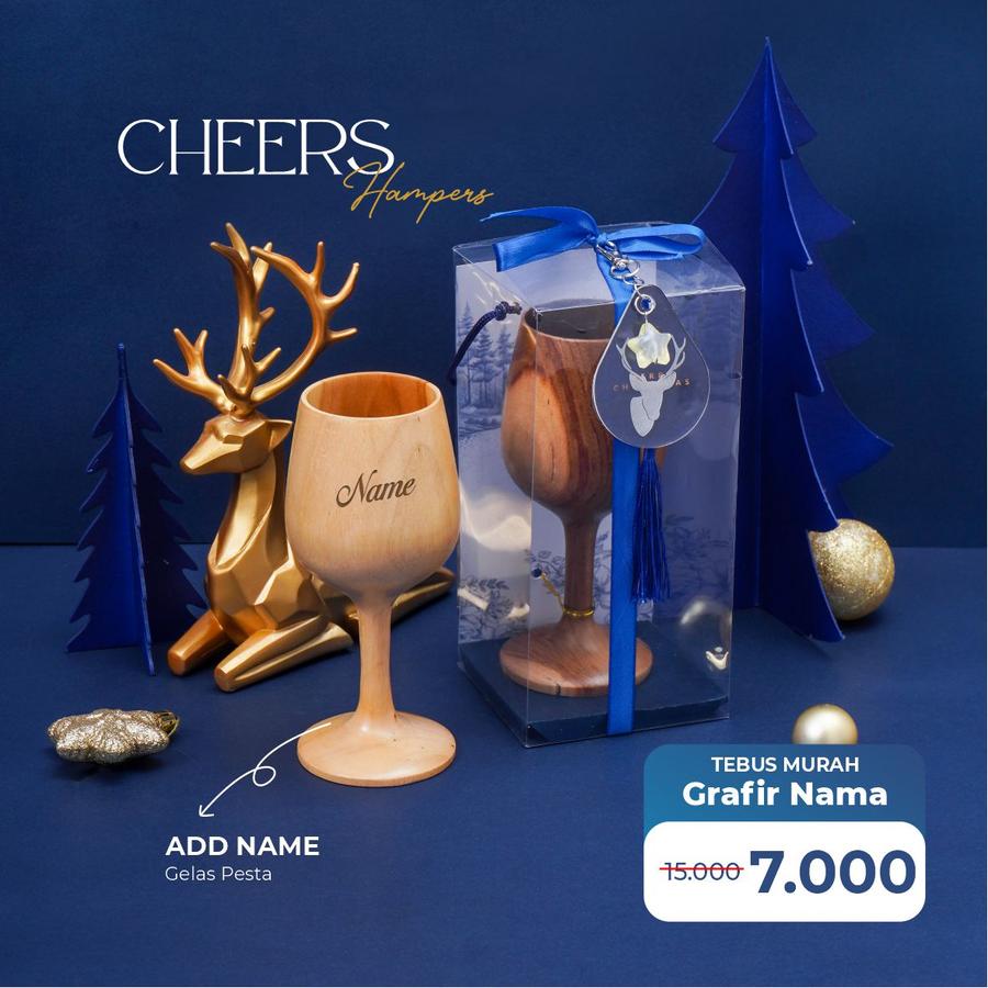 Dekayu - Hampers CHEERS | Kado Natal | Hampers Xmast | Hampers Natal dan Tahun Baru | Christmas Hampers | Coorporate Gift | Wooden Glass Gift Set
