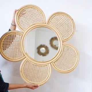 Walldecor Hiasan Dinding Rotan Fiolet / Cermin Dinding Rotan