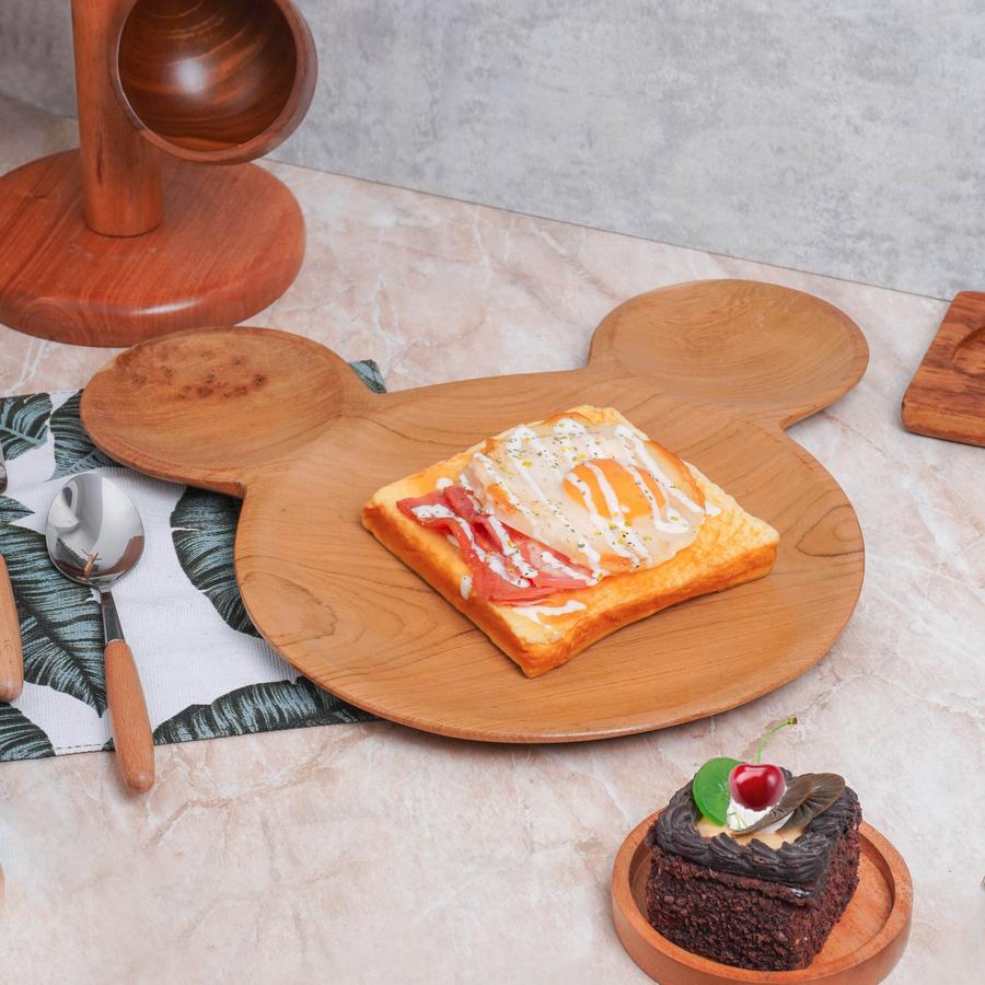 Dekayu - Piring HM Karakter Mickey | Piring Kayu Jati | Piring Makan Anak