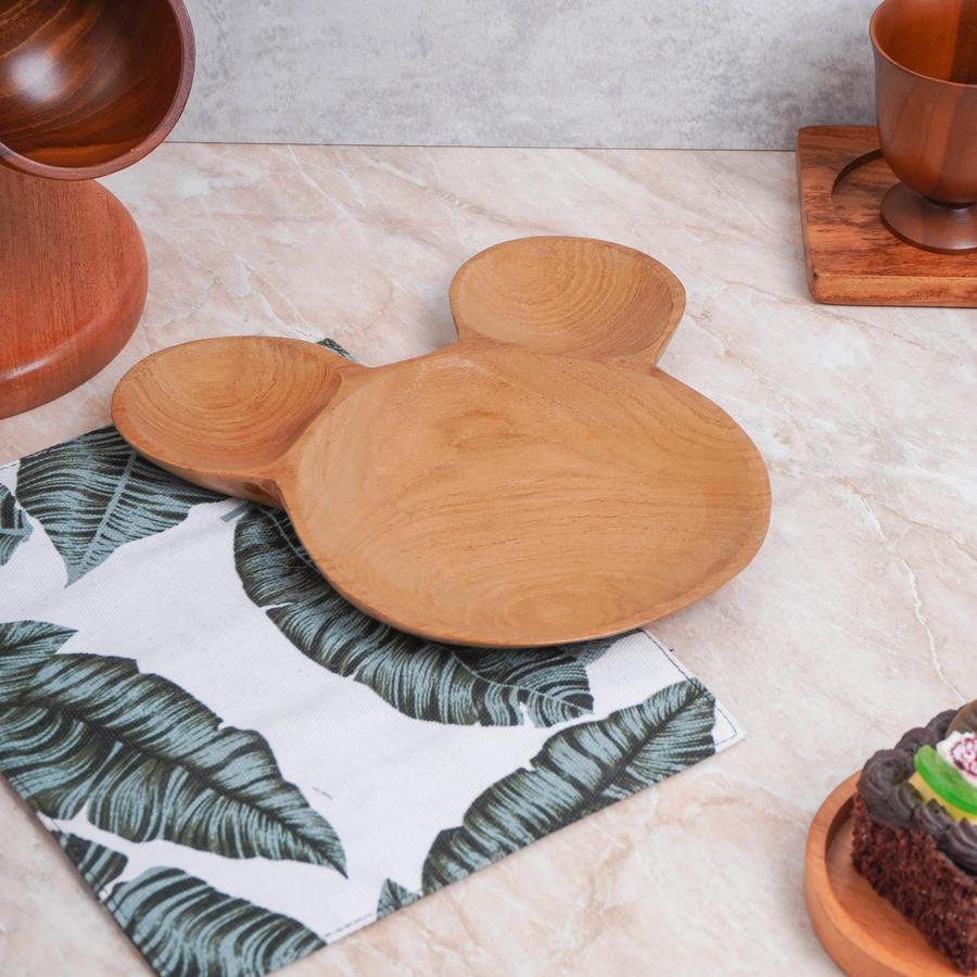 Dekayu - Piring HM Karakter Mickey | Piring Kayu Jati | Piring Makan Anak