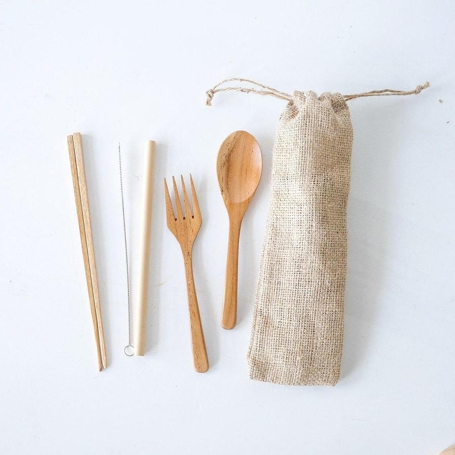 Sendok Garpu Makan Kayu Jati P18 Dekayu | Wooden Spoon | Food Grade