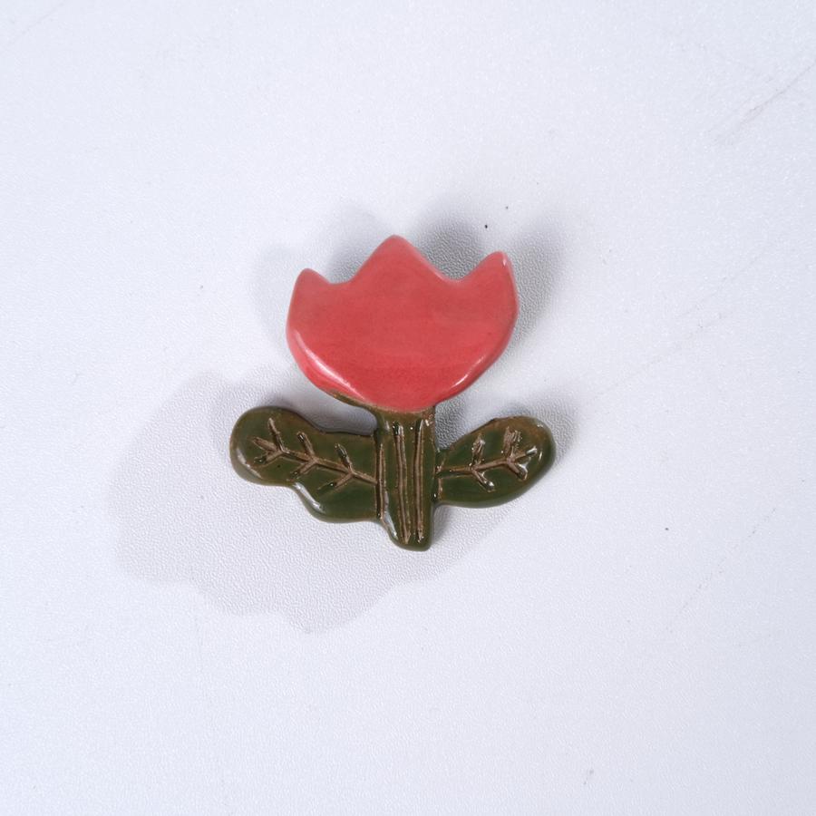 Handcarved & Handpainted Ceramic Pin & Magnet - Handmade pottery trinkets & accessories