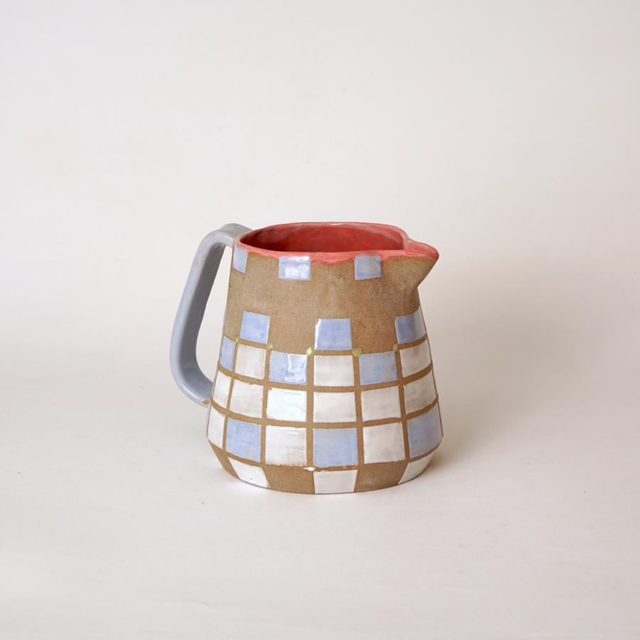Tetris Jug Light Blue - Ceramic Pitcher/ Water Jug - Handmade Pottery