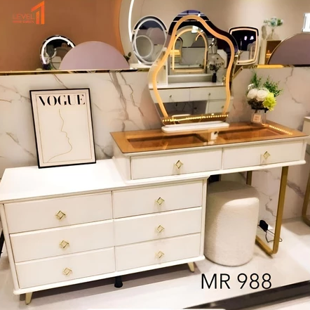 Meja Rias Make Up Table Import Sudut L Lampu Cermin Kaca LED 3 Warna Hand Sensor Wave Touchscreen Sentuh Premium Eksklusif 