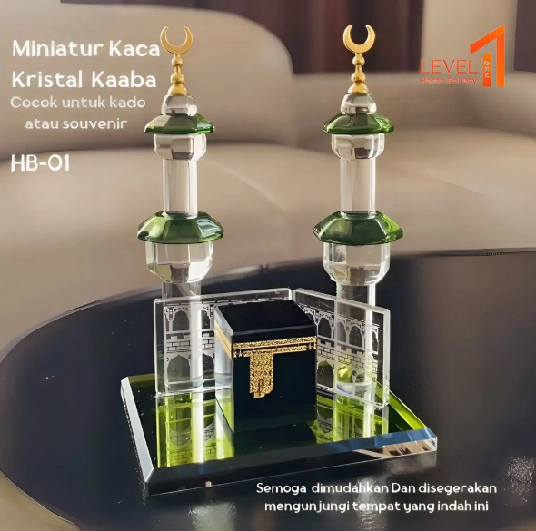 HABIBIE Kaaba Miniatur Kaca Kristal Kabah Pilar Hiasan Miniatur Muslim Souvenir Islami Hiasan Miniatur Aesthetic