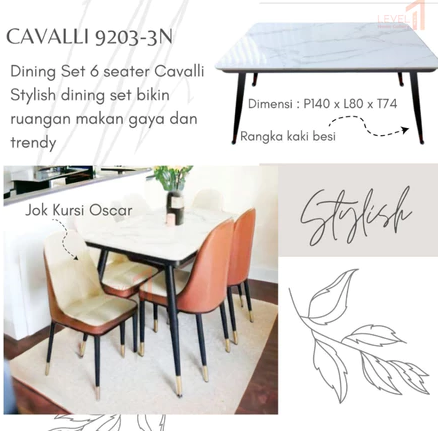 Meja Makan Minimalis Marble Marmer Rangka Besi Dining Set Premium Mewah