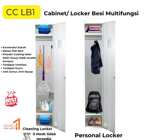 Lemari CCLB1 Locker Besi Multifungsi 1 Pintu | Filling Cabinet | Cleaning Cabinet | Lemari Besi Loker Karyawan Karyawati | Lemari Loker