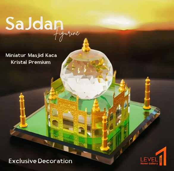 SAJDAN Masjid Miniatur | Mesjid Kaca Kristal | Masjid Mosque Hiasan Miniatur Muslim | Souvenir Islami Hiasan Miniatur Aesthetic