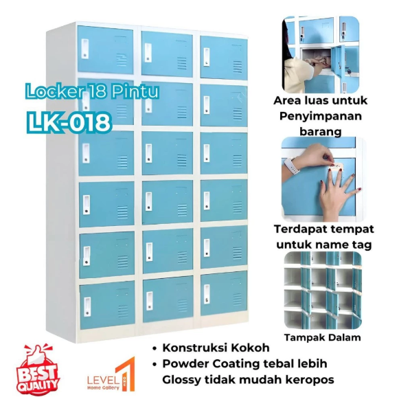 Lemari K18 Locker Besi 18 Pintu | Lemari Besi Loker Karyawan Karyawati | Lemari Loker Arsip Kantor Sekolah | Loker Penyimpanan 