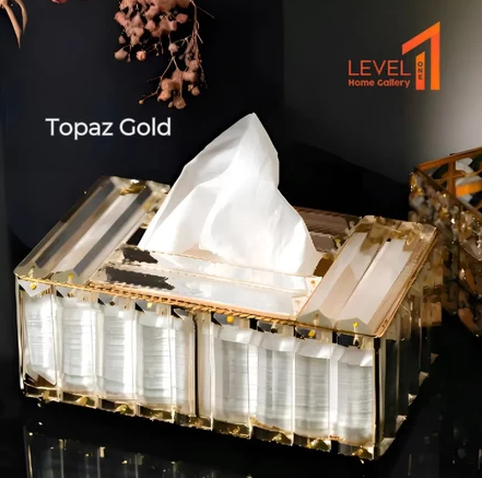 Jasper Blink kotak tissue make up kaca kristal gold premium mewah elegant estetik