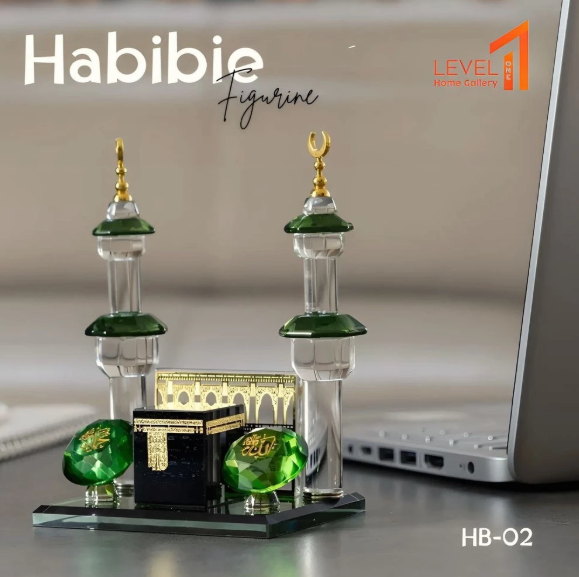HABIBIE Kaaba Miniatur Kaca Kristal Kabah Pilar Hiasan Miniatur Muslim Souvenir Islami Hiasan Miniatur Aesthetic