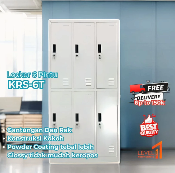 Lemari KRS 6T Locker Besi 6 Pintu | Lemari Besi Loker Karyawan Karyawati | Lemari Loker Arsip Kantor Sekolah | Loker Penyimpanan