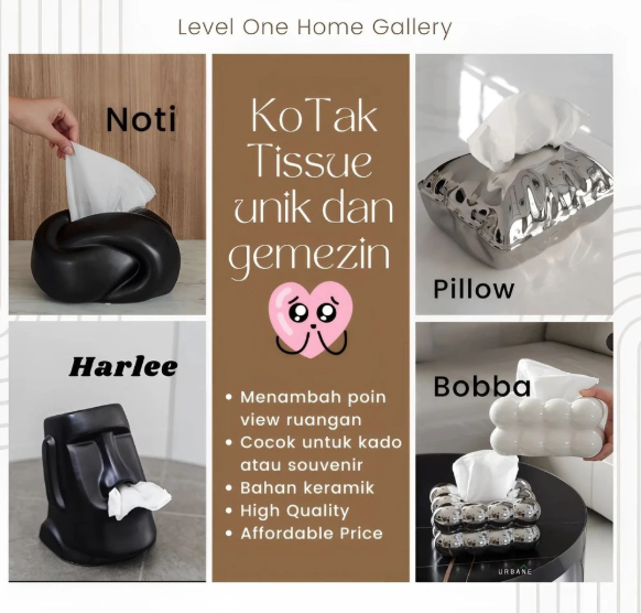 Tempat Box Tissue | Kotak Tissue Keramik Unik Minimalis | Kotak Tisu Aesthetic Kado Souvenir Gift Mewah Premium