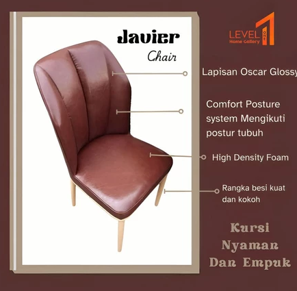 Meja Makan Marmer Javier 6 Kursi | Meja Makan Minimalis Coffee Brown 4 Kursi 6 Kursi | Meja Makan Elegan Minimalis Estetik - 4 Kursi