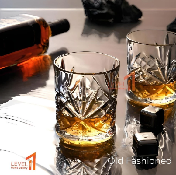 Gelas Whisky Beer Kaca Kristal Rock Glass Cocktail Old Fashion Lowball Emboss Cangkir Air Minum Teh Estetik Gelas Kafe