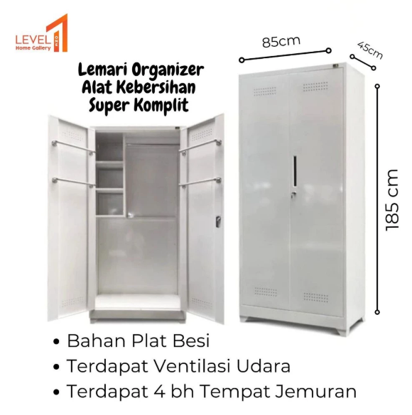Cleaning Cabinet 2 Pintu Swing | Lemari Sapu Besi 2 Pintu Gantungan Sapu Pel | Lemari Sapu Besi 1 Pintu Storage Penyimpanan