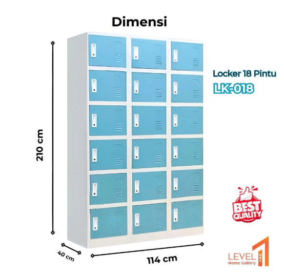 Lemari K18 Locker Besi 18 Pintu | Lemari Besi Loker Karyawan Karyawati | Lemari Loker Arsip Kantor Sekolah | Loker Penyimpanan 