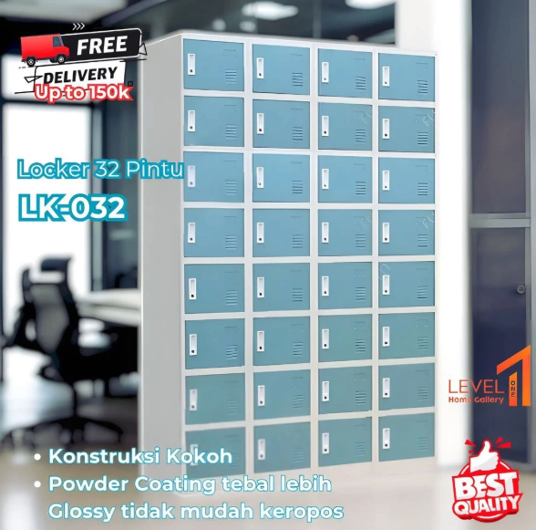 Lemari K32 Locker Besi 32 Pintu | Lemari Besi Loker Karyawan Karyawati | Lemari Loker Arsip Kantor Sekolah | Loker Penyimpanan 