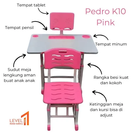 Meja Belajar Anak Pedro Besi | Meja Belajar Anak Import Eksklusif Mewah | Meja Belajar Anak Estetik ada Lampu | Meja Belajar Anak