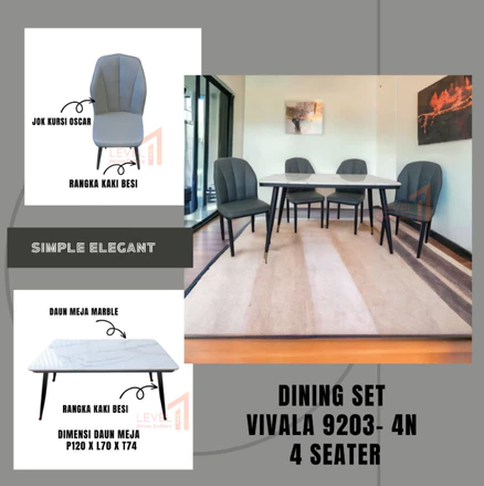 Meja Makan Minimalis Marble Marmer Rangka Besi Dining Set Premium Mewah