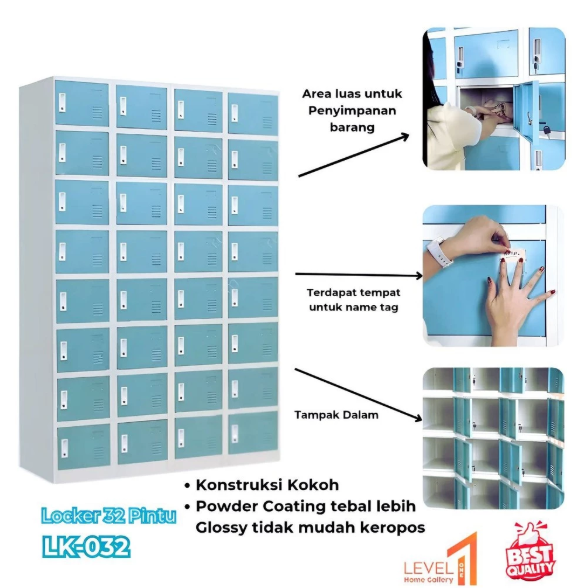 Lemari K32 Locker Besi 32 Pintu | Lemari Besi Loker Karyawan Karyawati | Lemari Loker Arsip Kantor Sekolah | Loker Penyimpanan 