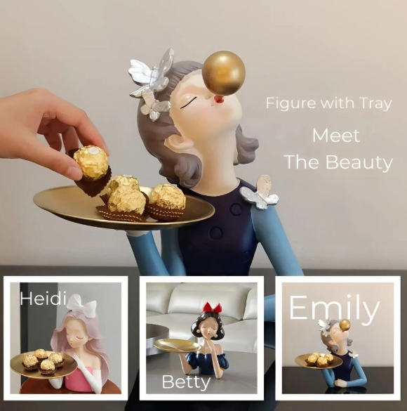 Cute Lady Figurine Estetik Nampan Tray | Figurine Lucu Minimalis Estetik Multifungsi | Ide Kado Unik