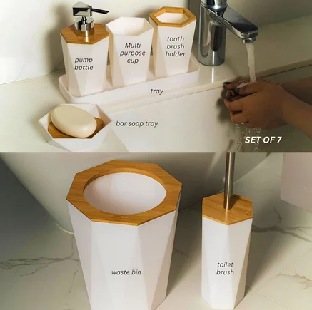Walnut Premium Bathroom Set Mewah Estetik | Perlengkapan Kamar Mandi | Bathroom Toiletry