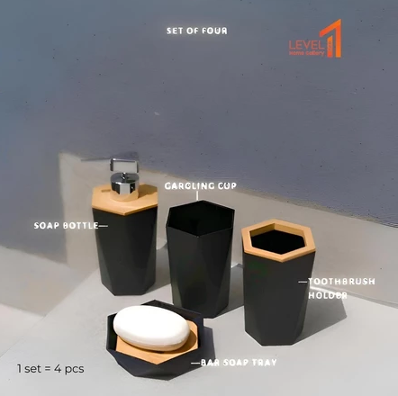 Walnut Premium Bathroom Set Mewah Estetik | Perlengkapan Kamar Mandi | Bathroom Toiletry