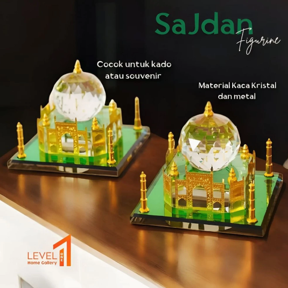 SAJDAN Masjid Miniatur | Mesjid Kaca Kristal | Masjid Mosque Hiasan Miniatur Muslim | Souvenir Islami Hiasan Miniatur Aesthetic