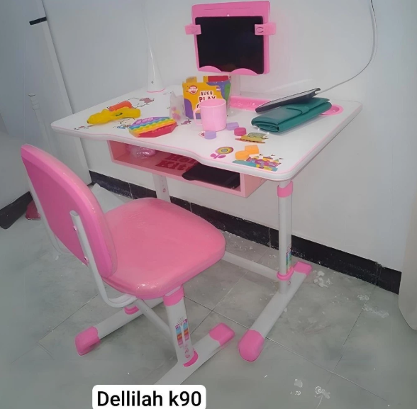 Meja Belajar Anak Dellilah Besi | Meja Belajar Anak Import Eksklusif Mewah | Meja Belajar Anak Estetik ada Lampu | Meja Belajar Anak