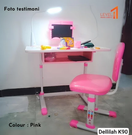 Meja Belajar Anak Dellilah Besi | Meja Belajar Anak Import Eksklusif Mewah | Meja Belajar Anak Estetik ada Lampu | Meja Belajar Anak