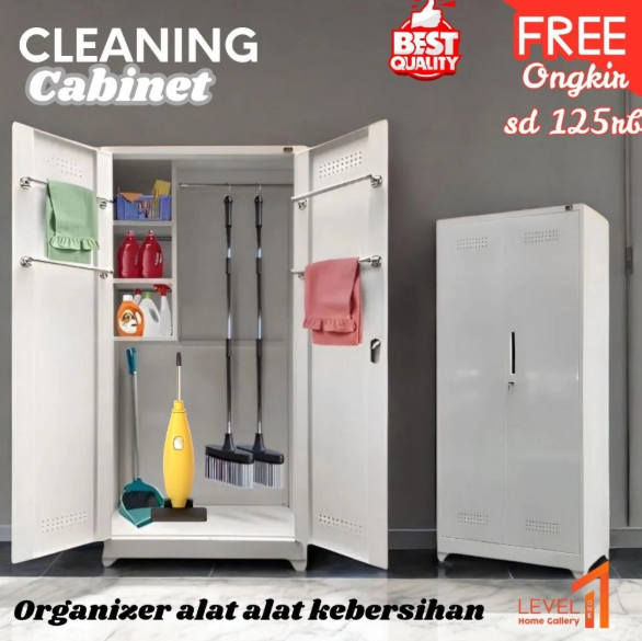 Cleaning Cabinet 2 Pintu Swing | Lemari Sapu Besi 2 Pintu Gantungan Sapu Pel | Lemari Sapu Besi 1 Pintu Storage Penyimpanan