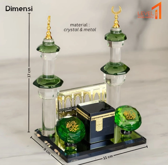 HABIBIE Kaaba Miniatur Kaca Kristal Kabah Pilar Hiasan Miniatur Muslim Souvenir Islami Hiasan Miniatur Aesthetic