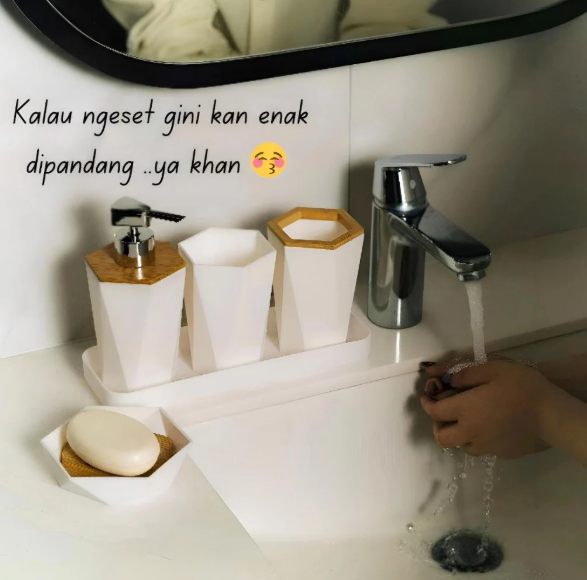 Walnut Premium Bathroom Set Mewah Estetik | Perlengkapan Kamar Mandi | Bathroom Toiletry