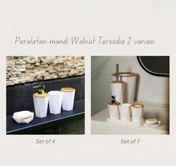Walnut Premium Bathroom Set Mewah Estetik | Perlengkapan Kamar Mandi | Bathroom Toiletry