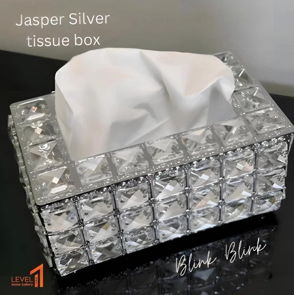 Jasper Blink kotak tissue make up kaca kristal gold premium mewah elegant estetik
